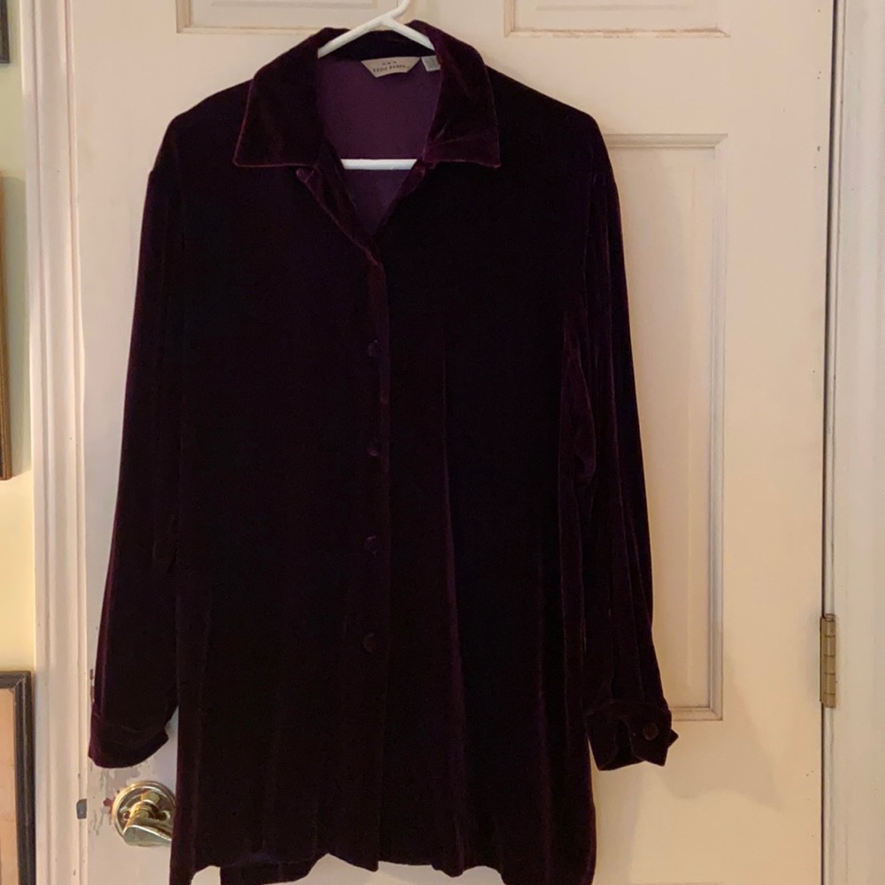 Velvet burgundy tunic. A/K/A Eddie Bauer. EVC. S/P